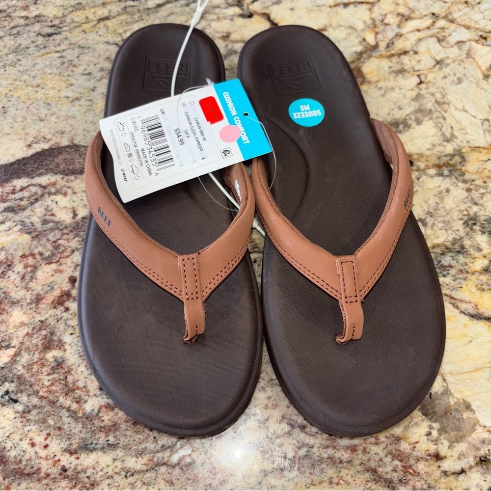 Reef Dark Brown Flip Flops NWT Sz 8